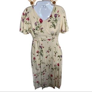 Vintage spring floral print midi dress